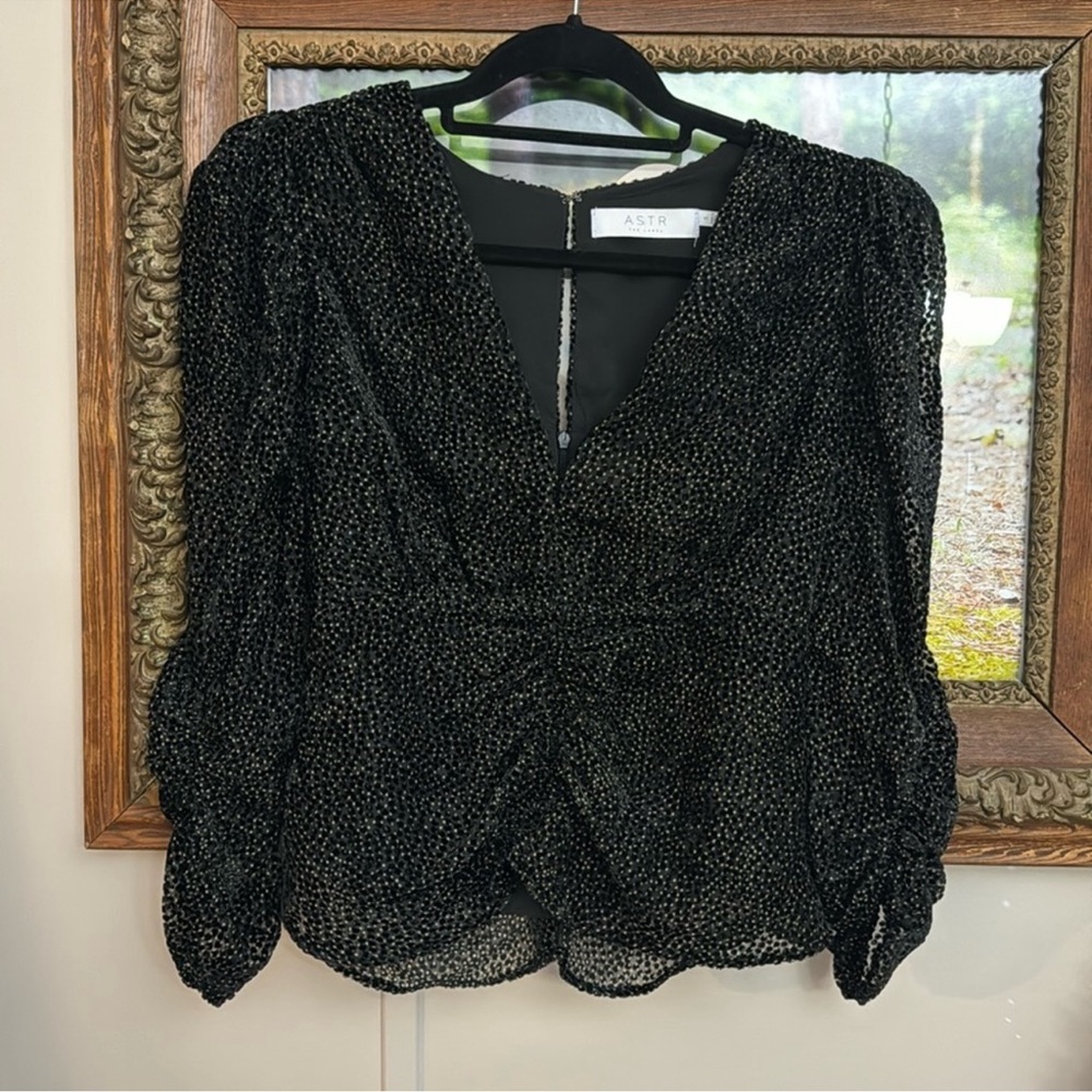 ASTR Black and Gold Textured Blouse